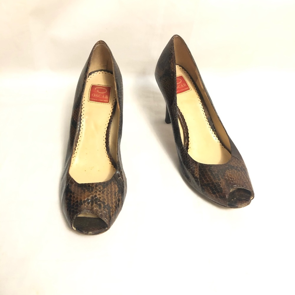 Oscar by Oscar de la Renta Brown Snakeskin Heels